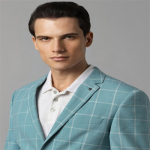 Men Checked Slim-Fit Single Breasted Formal Blazer