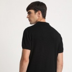 Self Design Regular Fit Polo Collar Cotton T-shirt