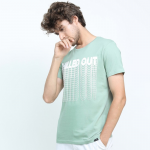 Men Green Typography Printed Slim Fit T-shirt
