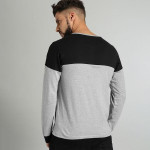 Men Grey & Black Colourblocked T-shirt