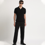 Self Design Regular Fit Polo Collar Cotton T-shirt